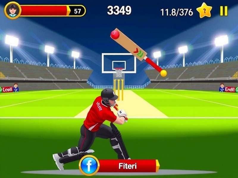 Basket Cricket Emperor gameplay showing a player hitting the ball towards the hoop